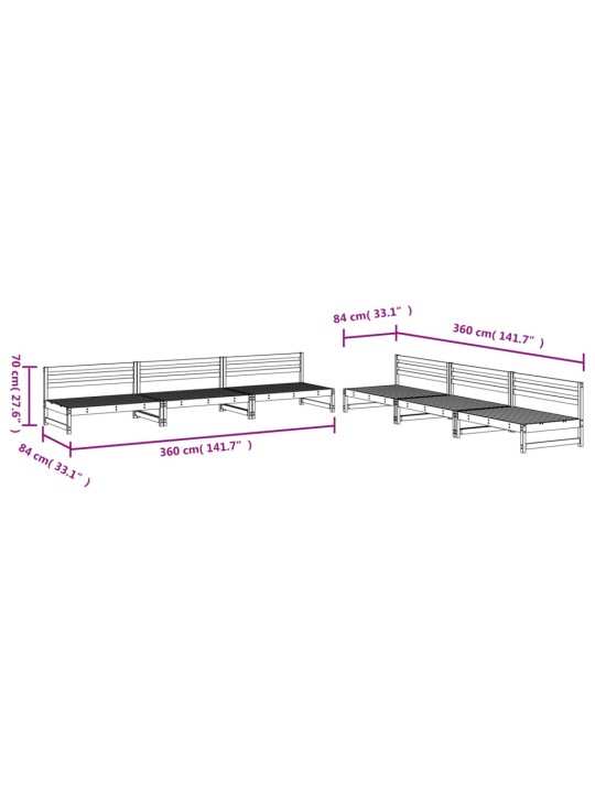 6-osaline aiamööbli komplekt, hall, männipuit