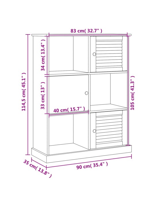 Raamatukapp "vigo", hall, 90 x 35 x 114,5 cm, männipuit