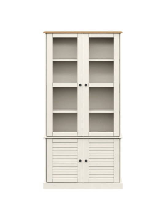 KLAASUSTEGA VITRIINKAPP "VIGO", VALGE, 85X35X170 CM, MÄNNIPUIT