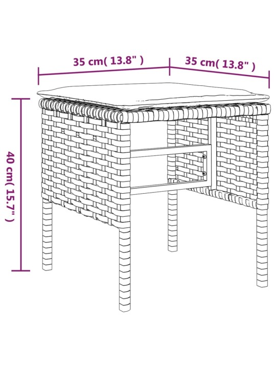 6-osaline aiamööbli komplekt patjadega, must, polürotang