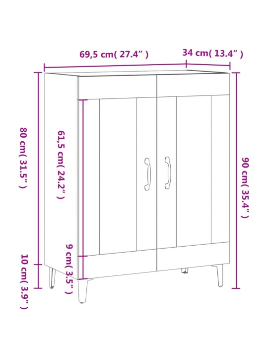 Puhvetkapp, must, 69,5 x 34 x 90 cm, tehispuit