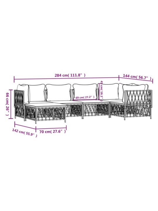 6-osaline aiamööbli komplekt patjadega, antratsiit, teras