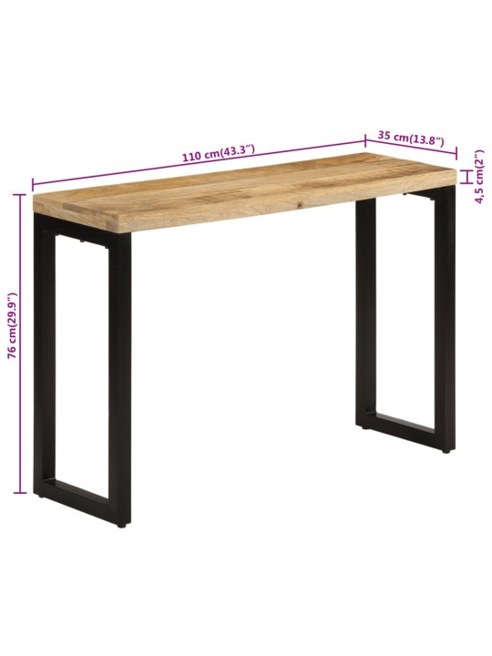 Konsoollaud, 110 x 35 x 76 cm, töötlemata mangopuit