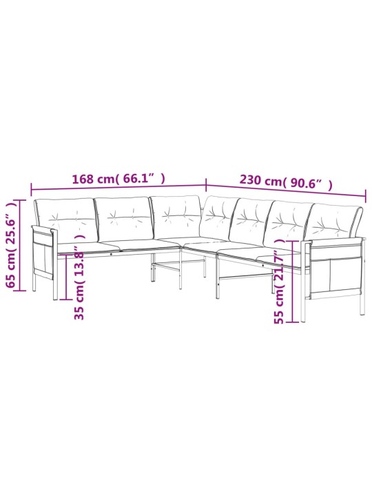 2-osaline aia söögimööbli komplekt, antratsiithall, teras