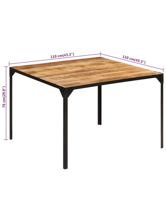 Söögilaud, 110 x 110 x 76 cm, toekas mangopuit