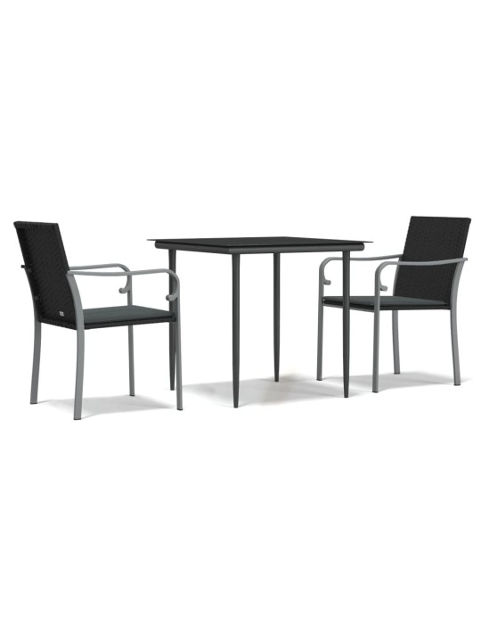 3-osaline aia söögimööbli komplekt istmepatjadega, rotang/teras