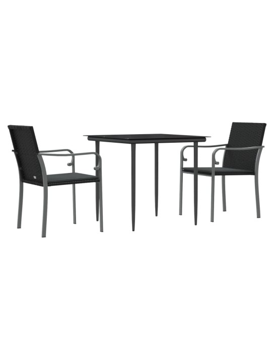 3-osaline aia söögimööbli komplekt istmepatjadega, rotang/teras
