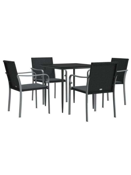 5-osaline aia söögimööbli komplekt istmepatjadega, rotang/teras