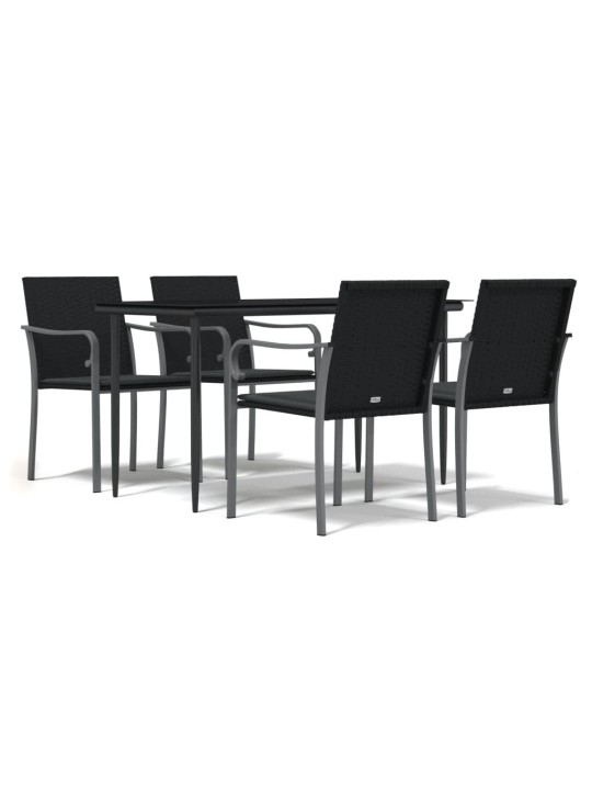 5-osaline aia söögimööbli komplekt istmepatjadega, rotang/teras