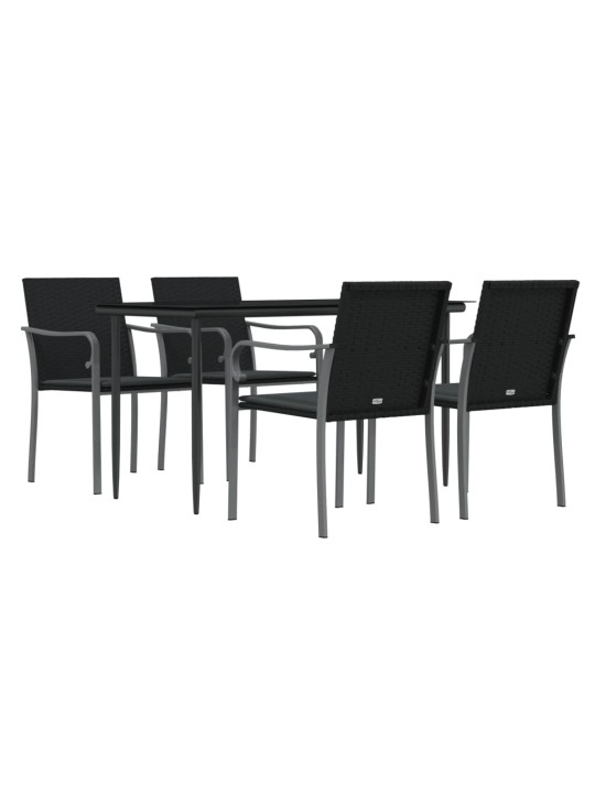 5-osaline aia söögimööbli komplekt istmepatjadega, rotang/teras