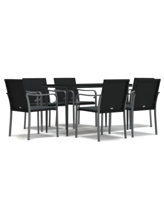 7-osaline aia söögimööbli komplekt istmepatjadega, rotang/teras