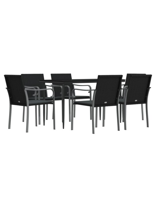 7-osaline aia söögimööbli komplekt istmepatjadega, rotang/teras
