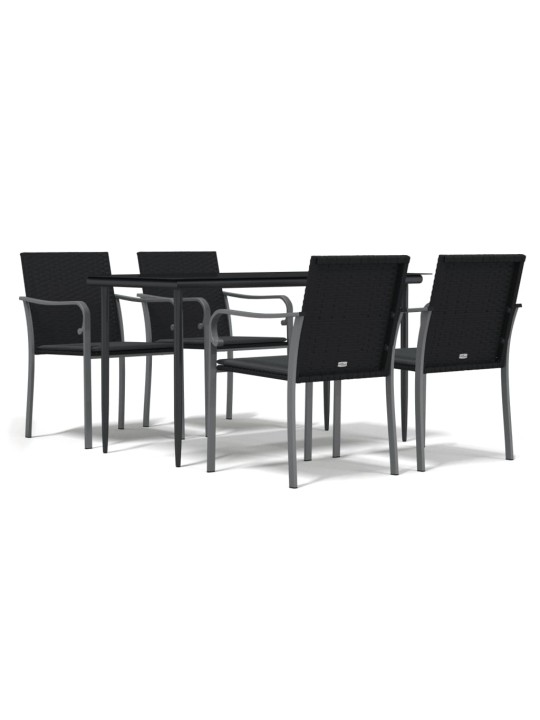 5-osaline aia söögimööbli komplekt istmepatjadega, rotang/teras