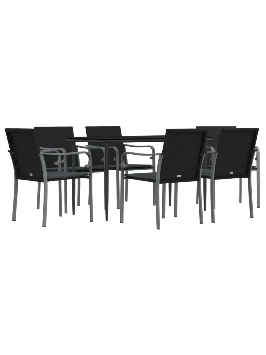 7-osaline aia söögimööbli komplekt istmepatjadega, rotang/teras