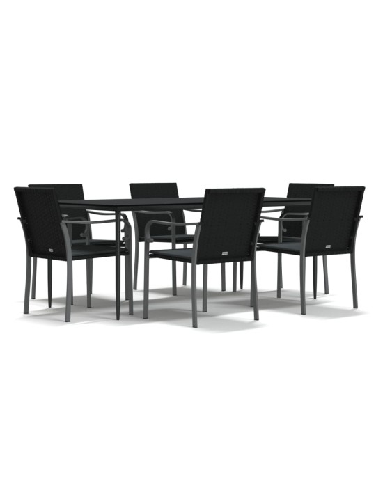 7-osaline aia söögimööbli komplekt istmepatjadega, rotang/teras