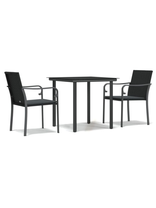 3-osaline aia söögimööbli komplekt istmepatjadega, rotang/teras