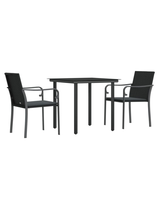 3-osaline aia söögimööbli komplekt istmepatjadega, rotang/teras