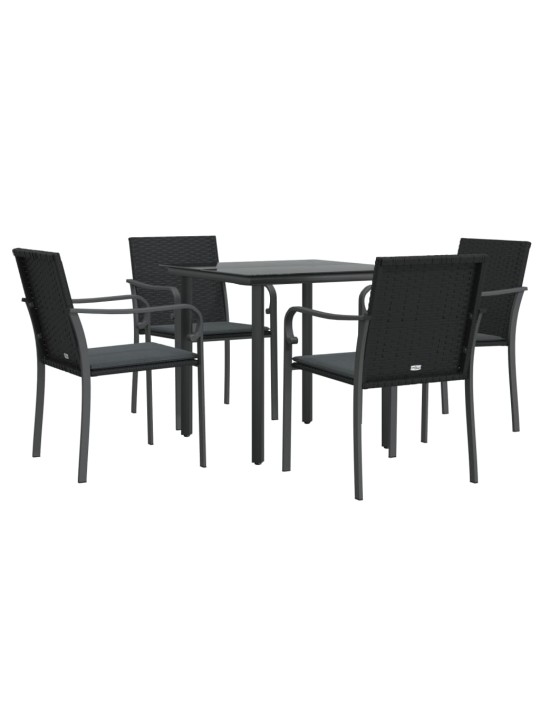 5-osaline aia söögimööbli komplekt istmepatjadega, rotang/teras