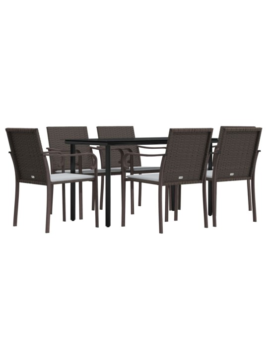 7-osaline aia söögimööbli komplekt istmepatjadega, rotang/teras