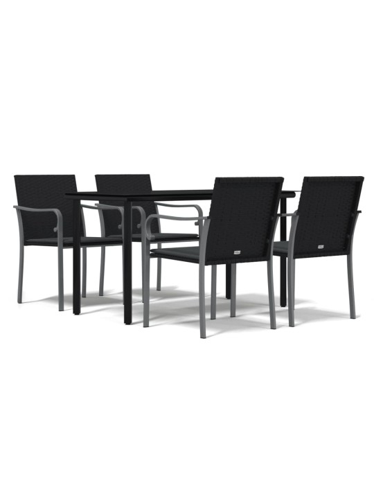 5-osaline aia söögimööbli komplekt istmepatjadega, rotang/teras
