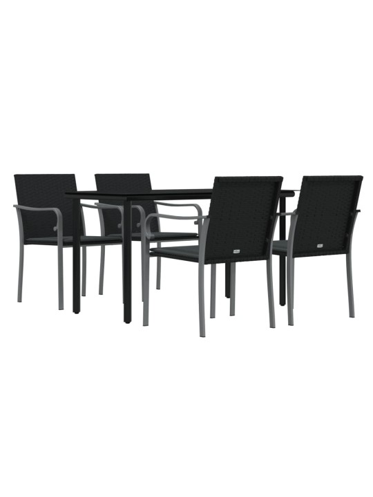 5-osaline aia söögimööbli komplekt istmepatjadega, rotang/teras