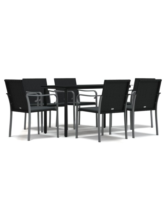 7-osaline aia söögimööbli komplekt istmepatjadega, rotang/teras