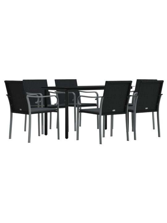 7-osaline aia söögimööbli komplekt istmepatjadega, rotang/teras
