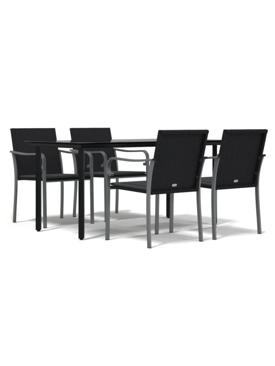 5-osaline aia söögimööbli komplekt istmepatjadega, rotang/teras