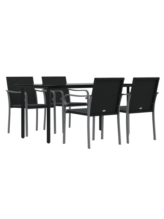5-osaline aia söögimööbli komplekt istmepatjadega, rotang/teras