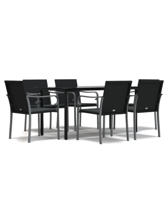 7-osaline aia söögimööbli komplekt istmepatjadega, rotang/teras