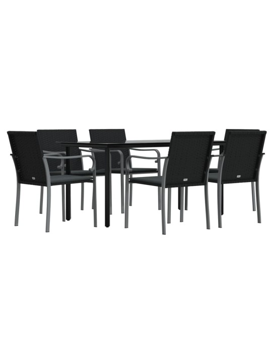 7-osaline aia söögimööbli komplekt istmepatjadega, rotang/teras