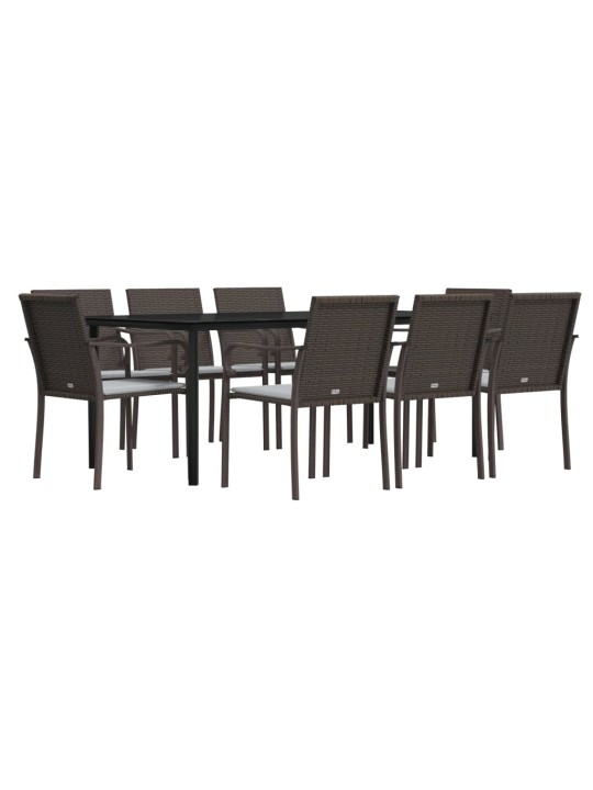 9-osaline aia söögimööbli komplekt istmepatjadega, rotang/teras