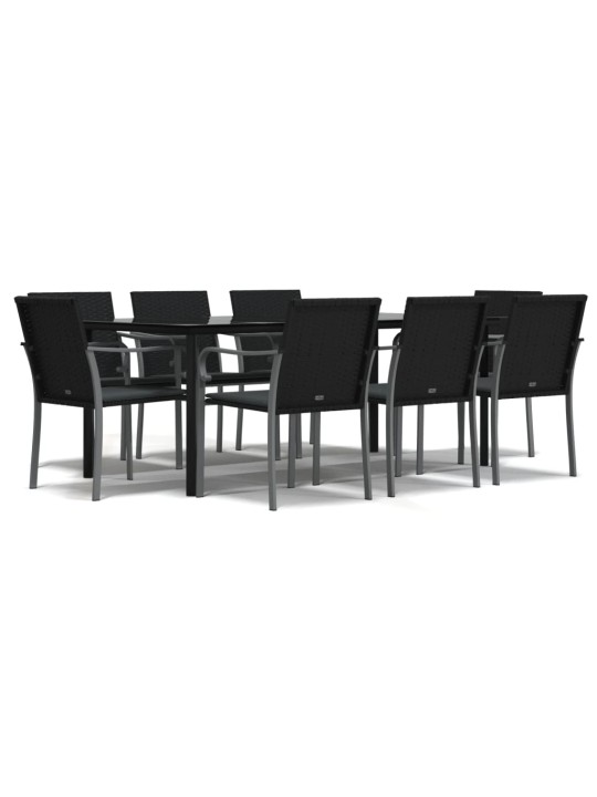 9-osaline aia söögimööbli komplekt istmepatjadega, rotang/teras