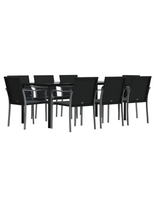 9-osaline aia söögimööbli komplekt istmepatjadega, rotang/teras