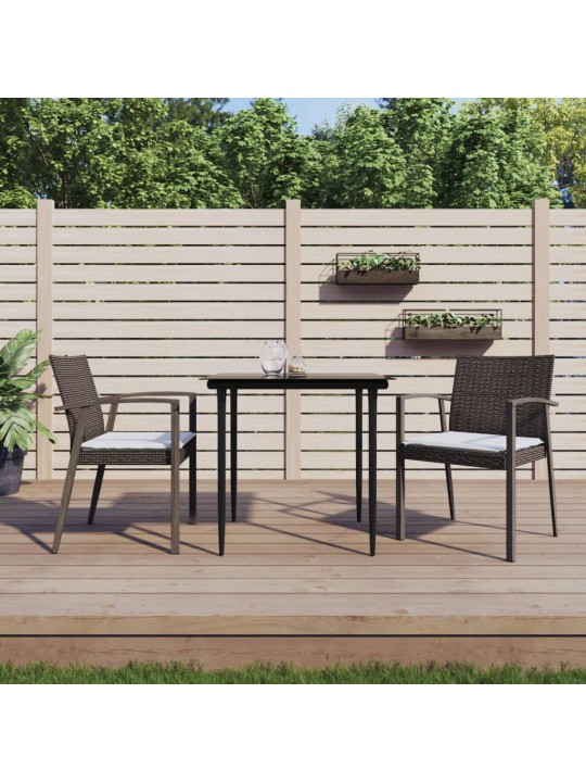 3-osaline aia söögimööbli komplekt istmepatjadega, rotang/teras