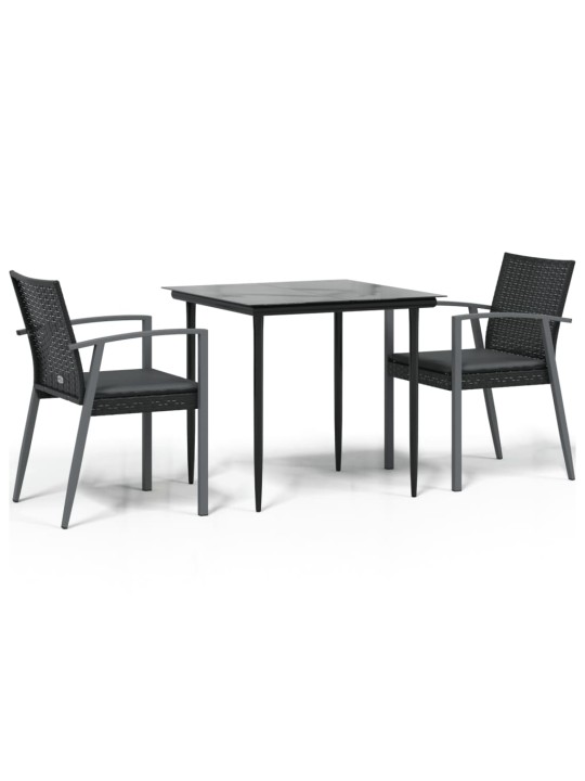 3-osaline aia söögimööbli komplekt istmepatjadega, rotang/teras