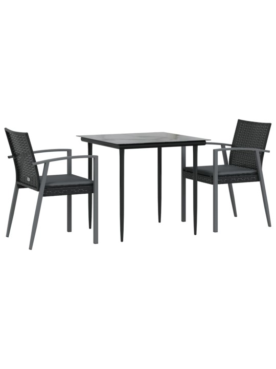 3-osaline aia söögimööbli komplekt istmepatjadega, rotang/teras