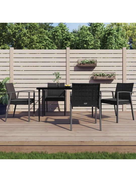 5-osaline aia söögimööbli komplekt istmepatjadega, rotang/teras