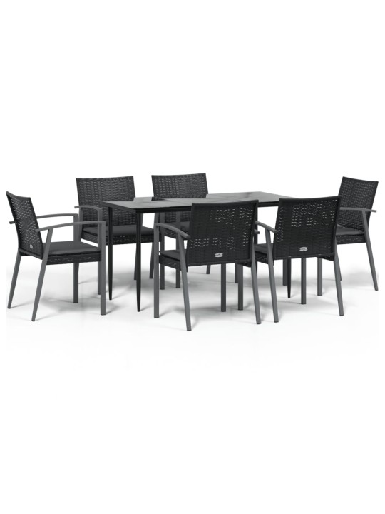 7-osaline aia söögimööbli komplekt istmepatjadega, rotang/teras