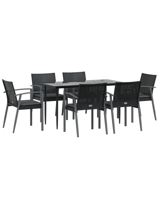 7-osaline aia söögimööbli komplekt istmepatjadega, rotang/teras