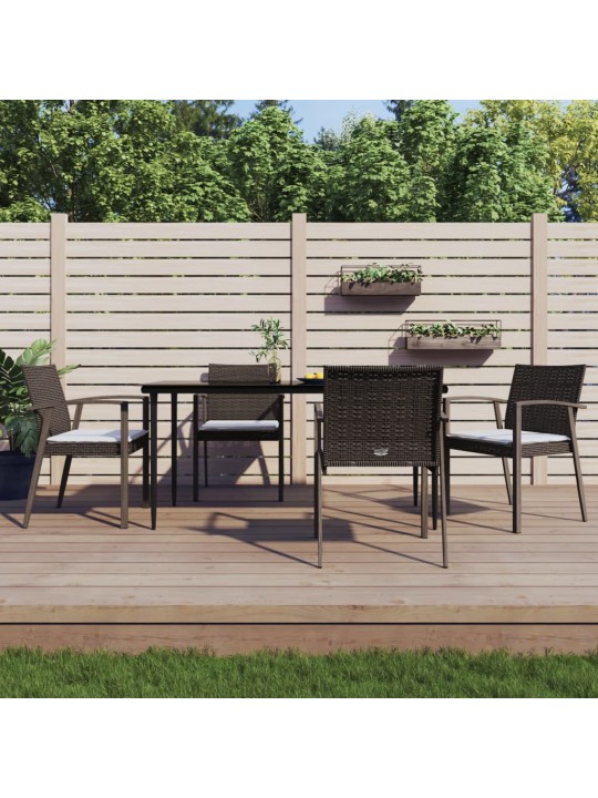 5-osaline aia söögimööbli komplekt istmepatjadega, rotang/teras