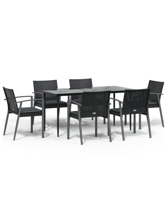 7-osaline aia söögimööbli komplekt istmepatjadega, rotang/teras