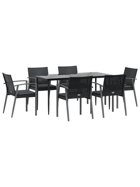 7-osaline aia söögimööbli komplekt istmepatjadega, rotang/teras