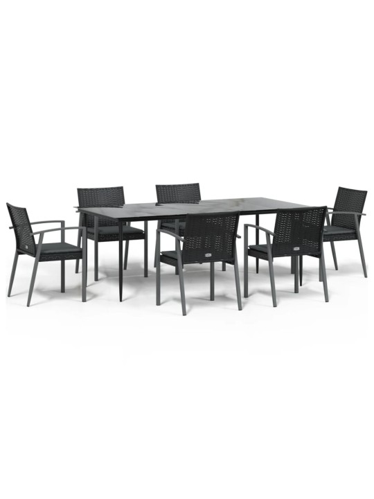 7-osaline aia söögimööbli komplekt istmepatjadega, rotang/teras