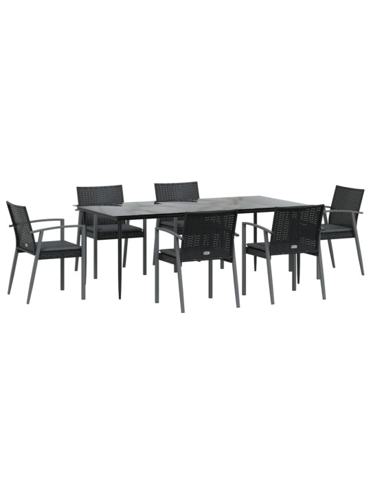 7-osaline aia söögimööbli komplekt istmepatjadega, rotang/teras