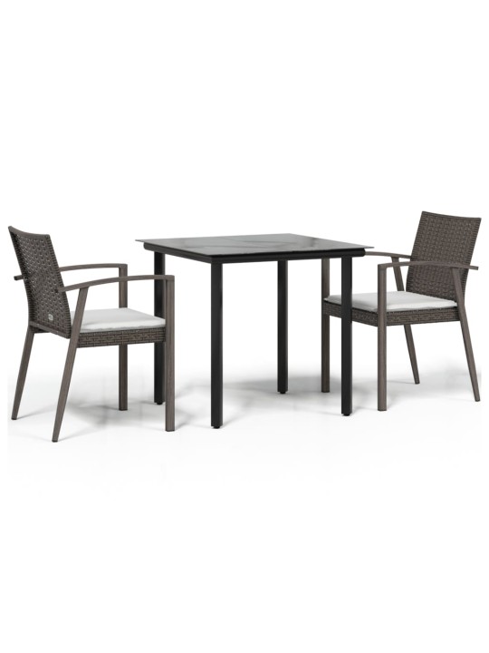 3-osaline aia söögimööbli komplekt istmepatjadega, rotang/teras