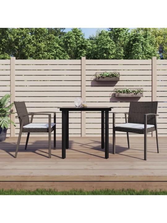 3-osaline aia söögimööbli komplekt istmepatjadega, rotang/teras