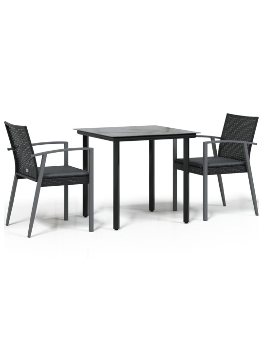 3-osaline aia söögimööbli komplekt istmepatjadega, rotang/teras