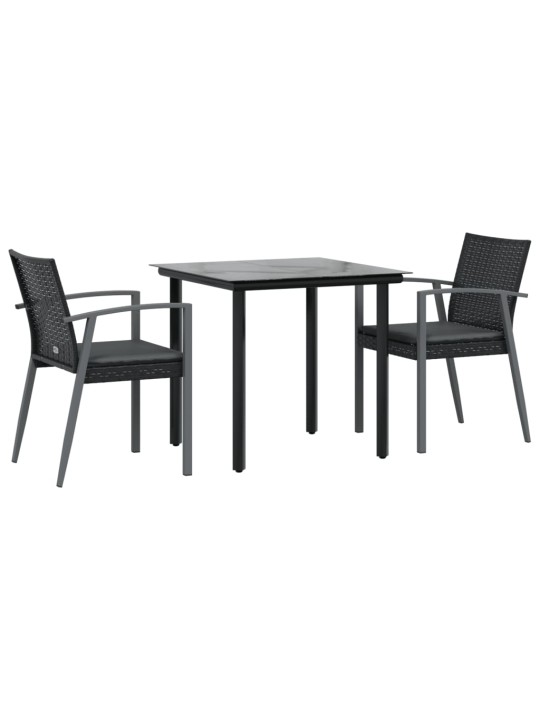 3-osaline aia söögimööbli komplekt istmepatjadega, rotang/teras