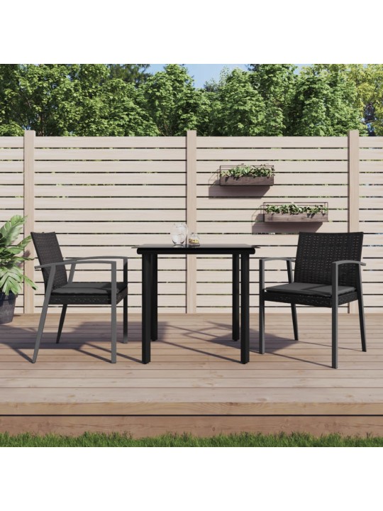 3-osaline aia söögimööbli komplekt istmepatjadega, rotang/teras